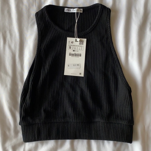 Zara | Tops | Nwt Cropped Ribbed Tshirt Black Zara | Poshmark